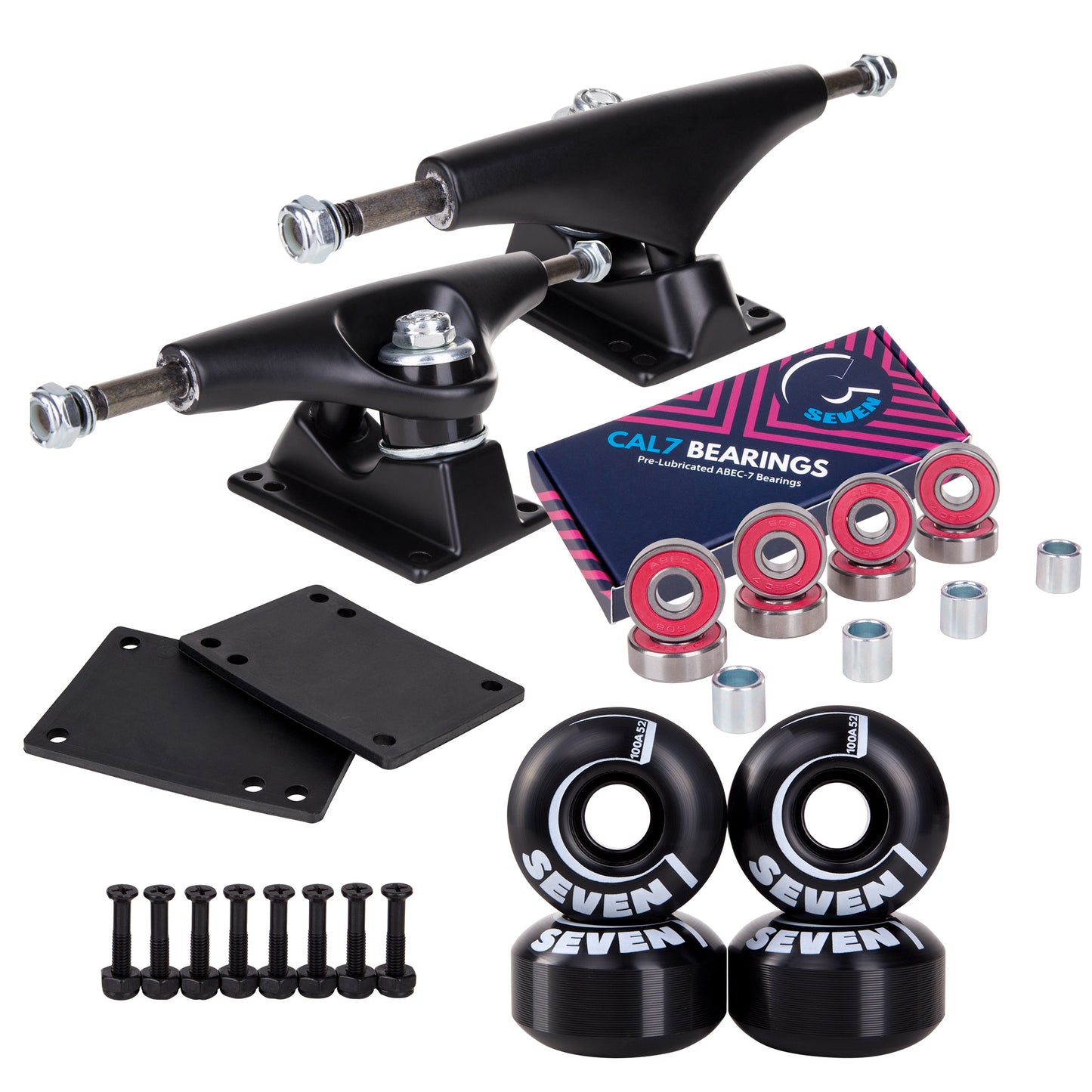 Skateboard Setup Combo | Matte Black Trucks & 100A Wheels