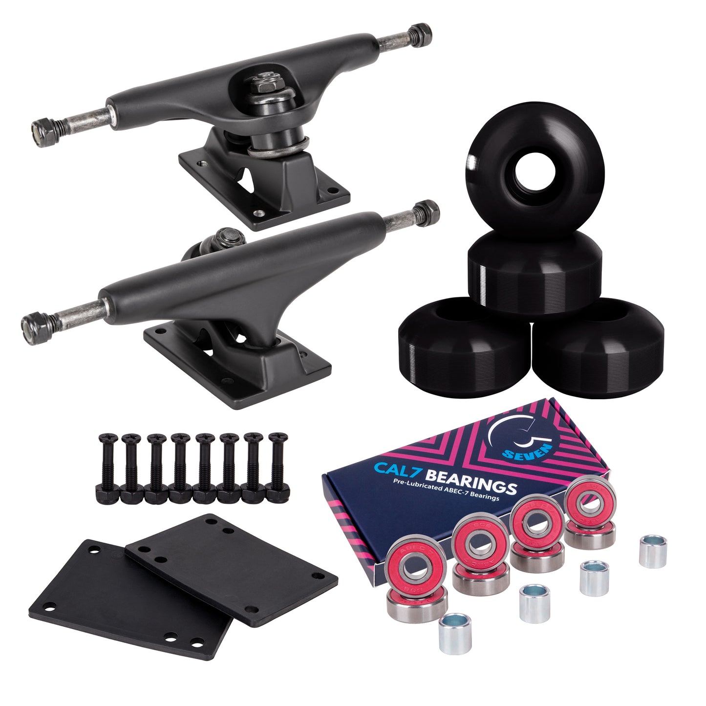 Skateboard Setup Combo | Matte Black Trucks & 99A Wheels