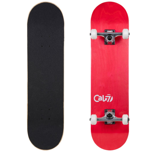 Cal 7 Complete 7.5/7.75/8-Inch Skateboard Crimson with Logo and Red Stain