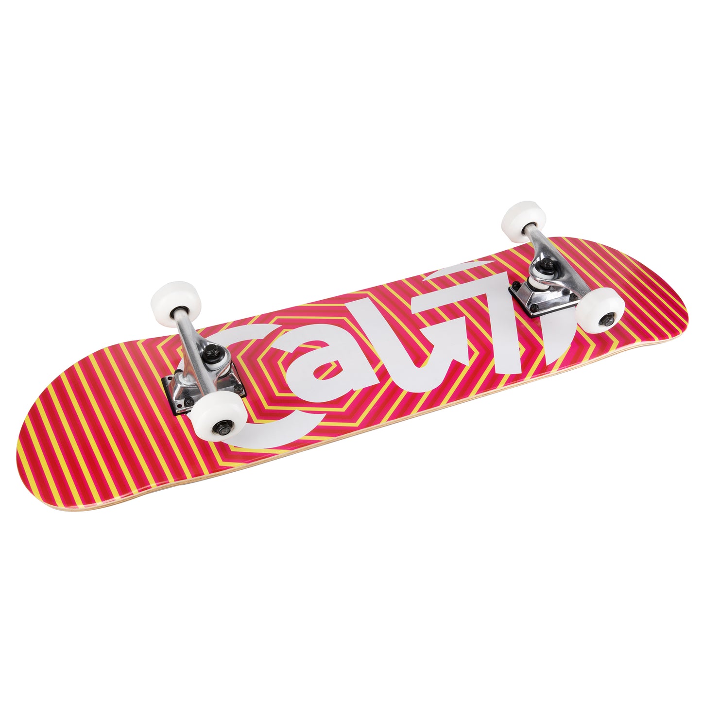 Red-orange Cal 7 complete 8-inch Delirium skateboard