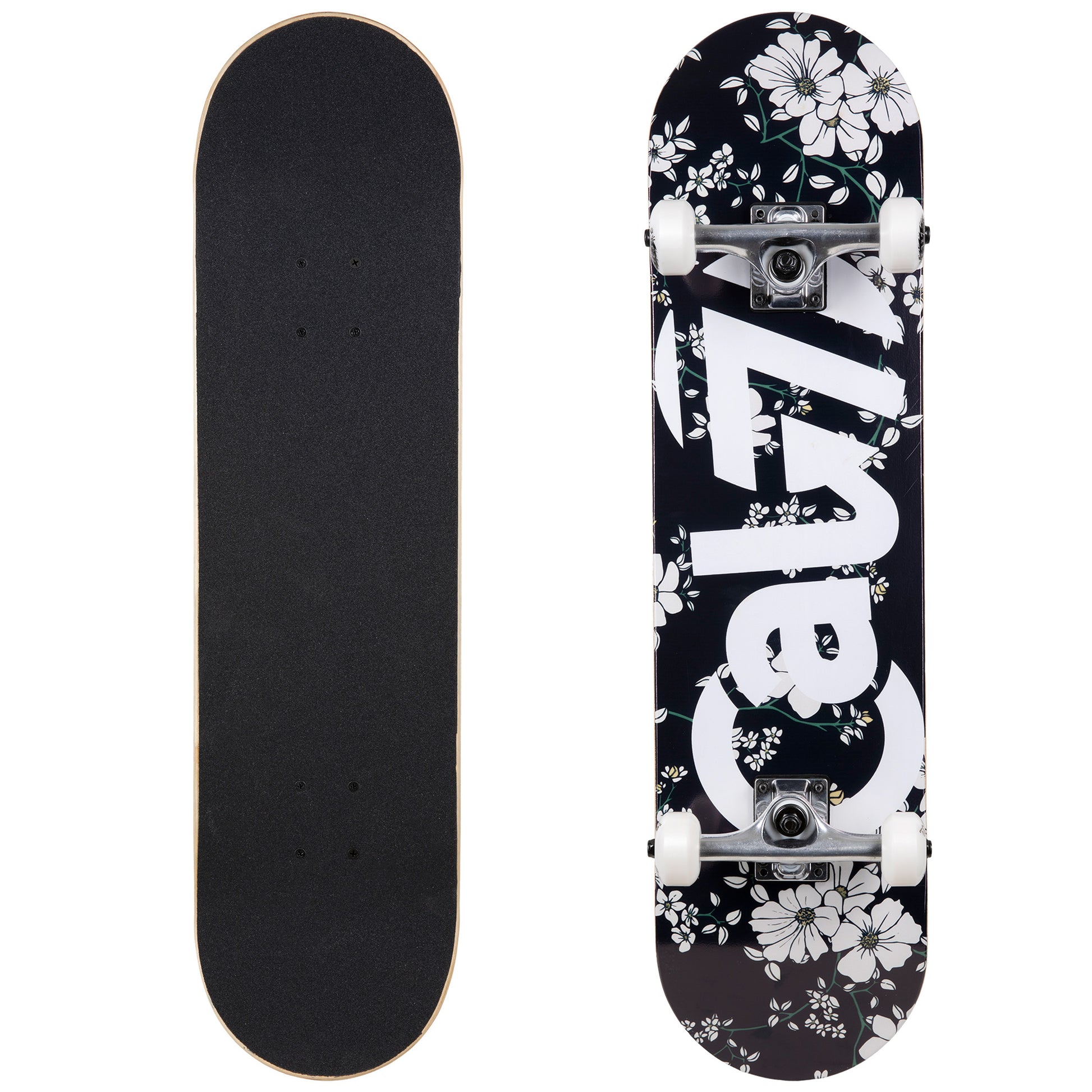 Cal 7 Complete 7.5/7.75/8-Inch Skateboard Petal with Logo and Floral Vine Graphic 