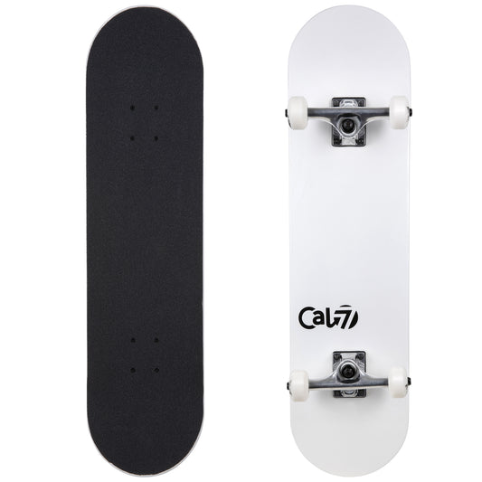 Cal 7 Complete 7.5/7.75/8-Inch Skateboard Yin with Logo, White Deck, Pink and Blue Accents