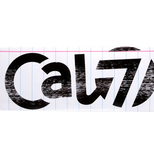 Cal 7 skateboard deck with lined paper sketch graphic