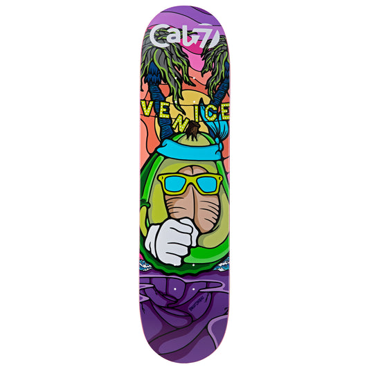 Cal 7 Hardcore deck with Venice munchie takeover art on a semi-cold-press 7-ply popsicle, medium concave deck