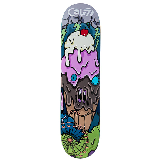 Cal 7 Scream deck with Santa Monica munchie takeover art on a semi-cold-press 7-ply popsicle, medium concave deck