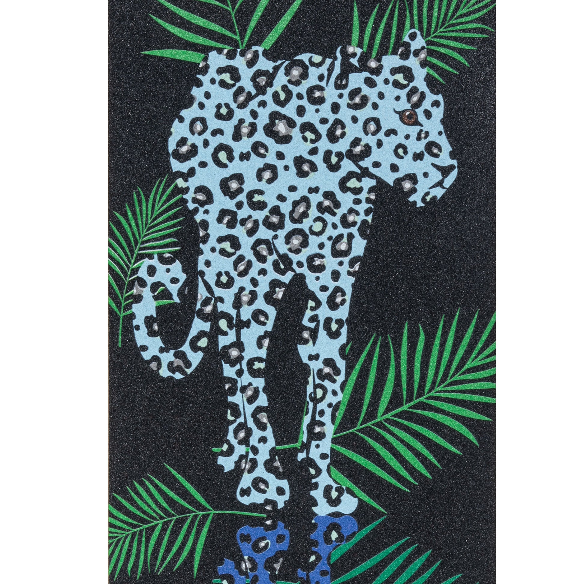 Cal 7 black skateboard griptape with Leopard design