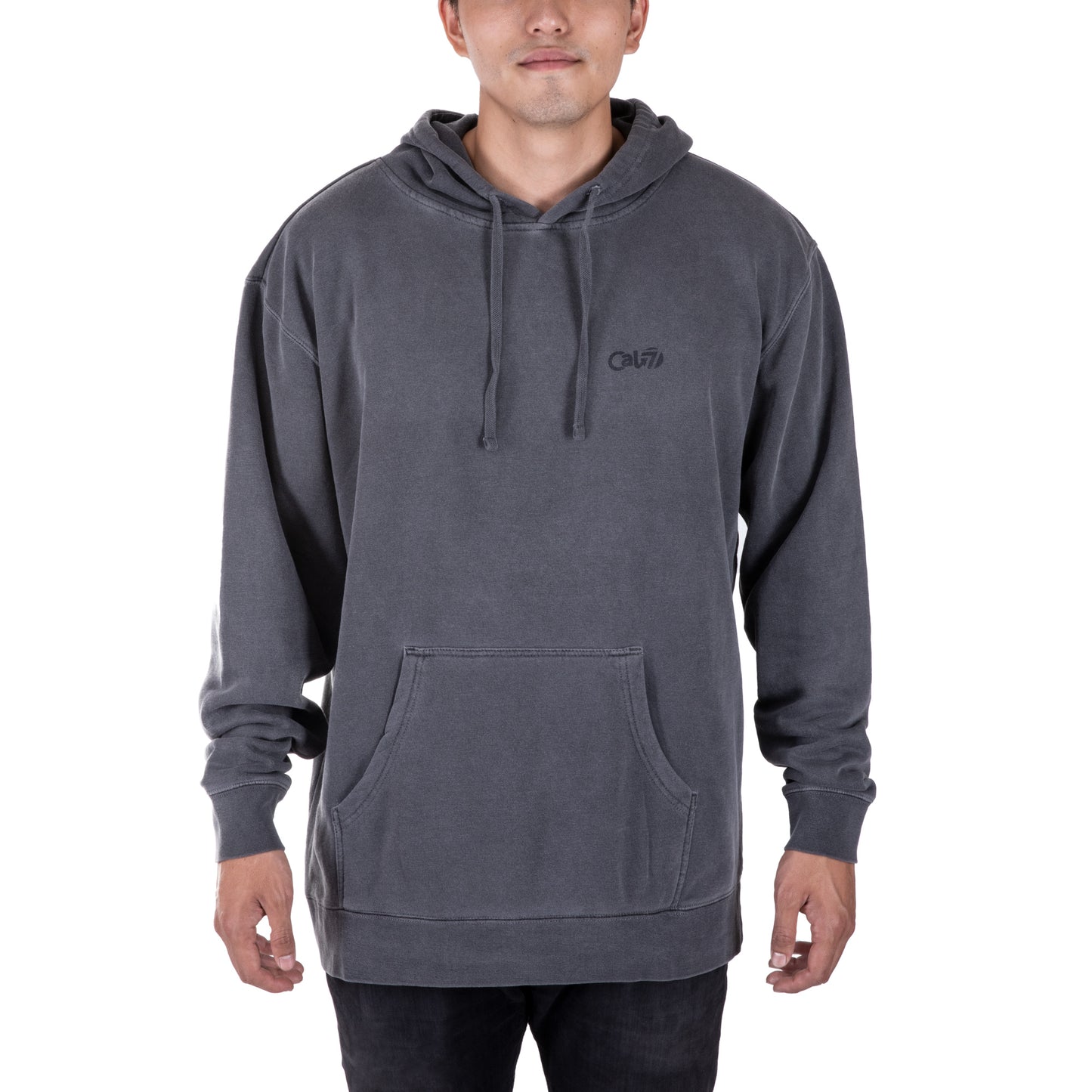 Cal 7 Get Real Oversized Hoodie Sweatshirt in Grey with Purple & Blue Floral Print