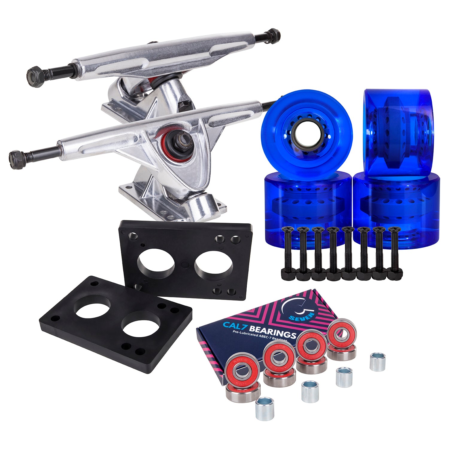 Set Truck Per Longboard Da 7 Pollici In Lega Di Alluminio Con Ruote 65x51mm – Completo Di Viti E Distanziali Per Skateboard, Dance Board