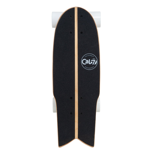 Cal 7 Orchard  22” Fishtail Mini Cruiser features a floral print graphic, 65mm 80A white wheels, black 4.5-inch wheels