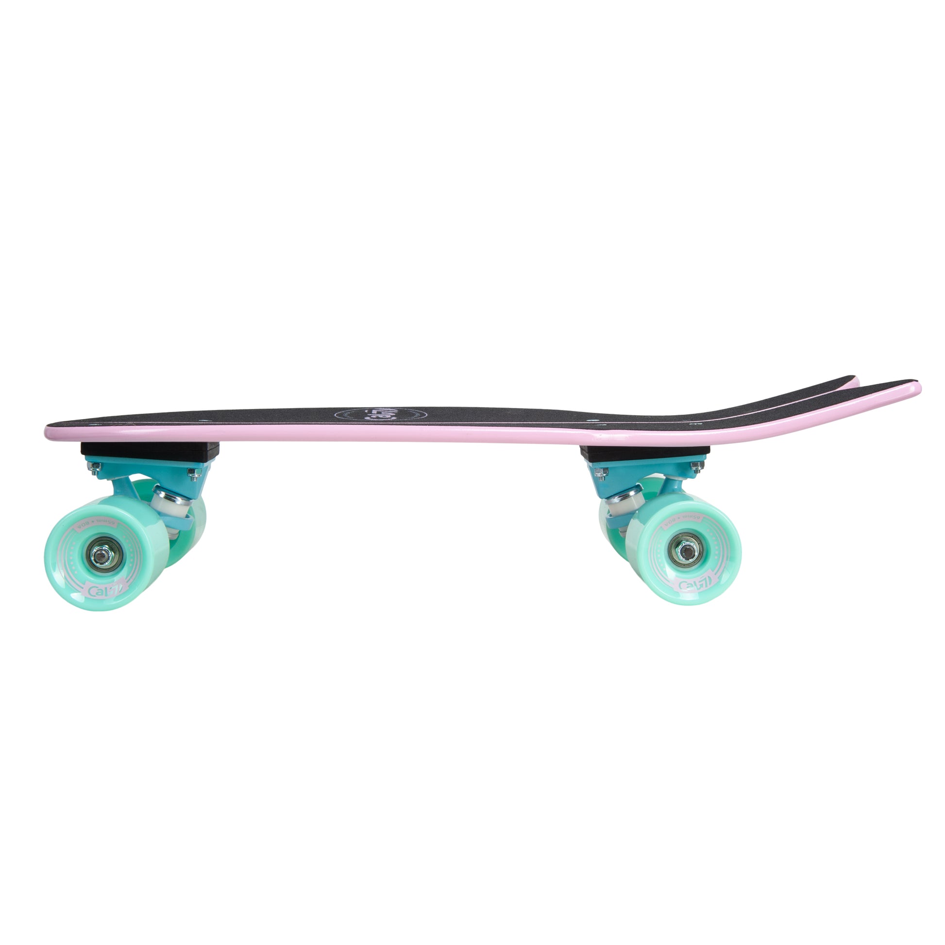 Cal 7 Pansy 22” Fishtail Mini Cruiser pink deck with turquoise 65mm 80A wheels and 4.5-inch trucks
