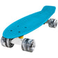 Cal 7 Oceanic 22.5” Mini Cruiser with Swirl Wheels -featuring a muted blue plastic deck, 78A black and white wheels. 