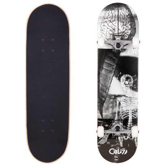 black and white Cal 7 complete 8-inch Anatomy skateboard deck