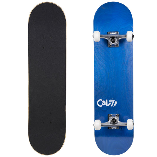 Cal 7 Complete 7.5/7.75/8-Inch Skateboard Current with Logo and Blue Stain