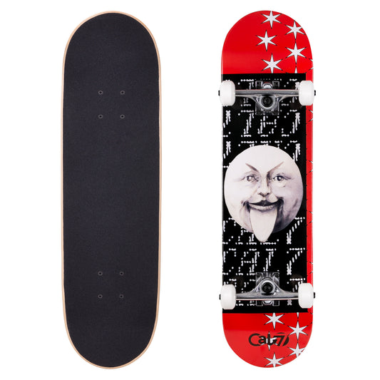 Cal 7 complete 8.0 inch Dogma skateboard with black and red graphics