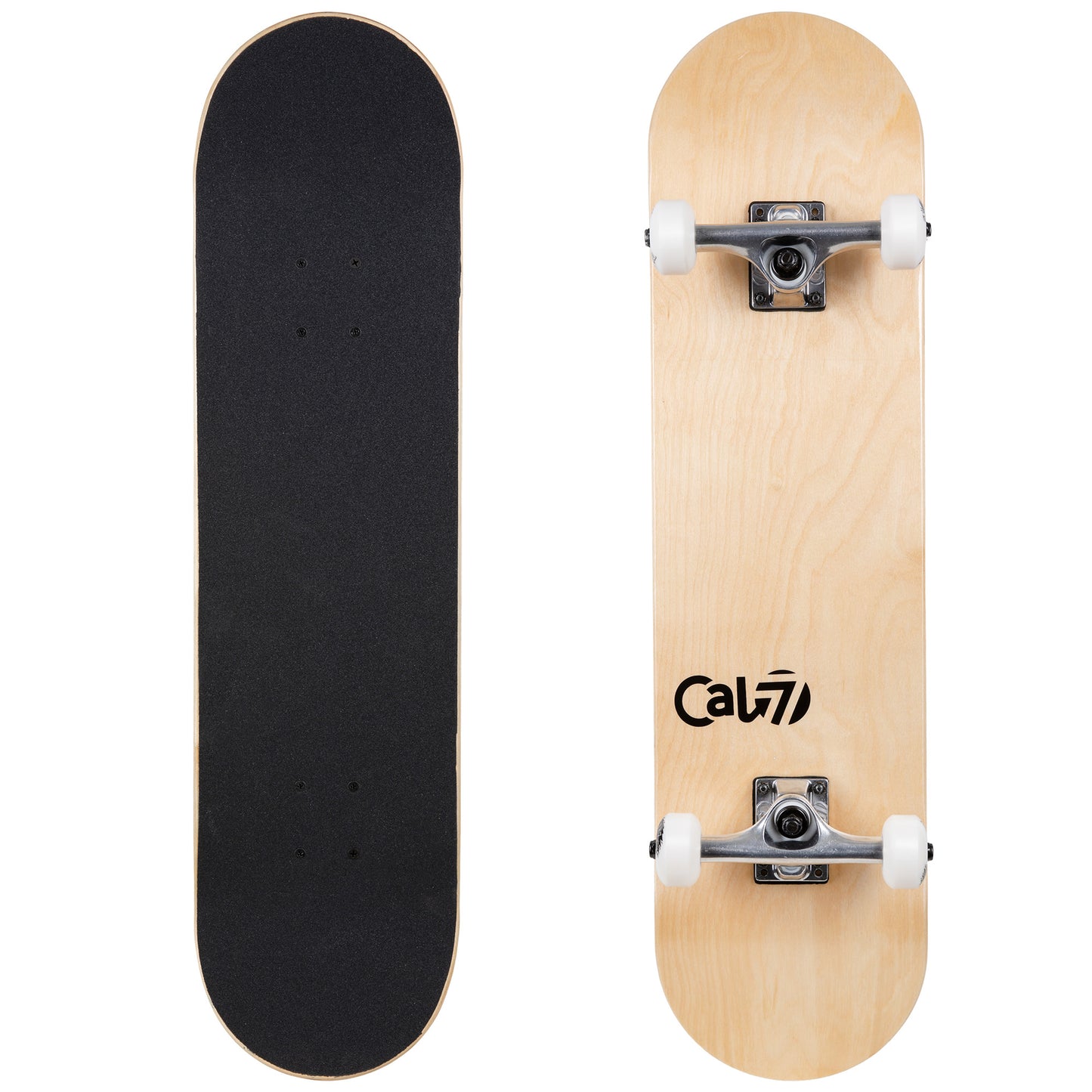 Cal 7 Complete 7.5/7.75/8-Inch Skateboard Grain with Logo and Natural Stain