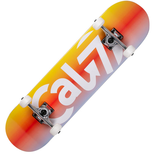 Cal 7 complete 8-inch skateboard with blue, red and yellow Nova graphic