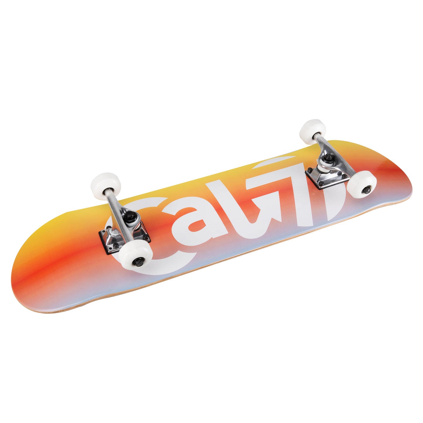 Cal 7 complete 8-inch skateboard with blue, red and yellow Nova graphic