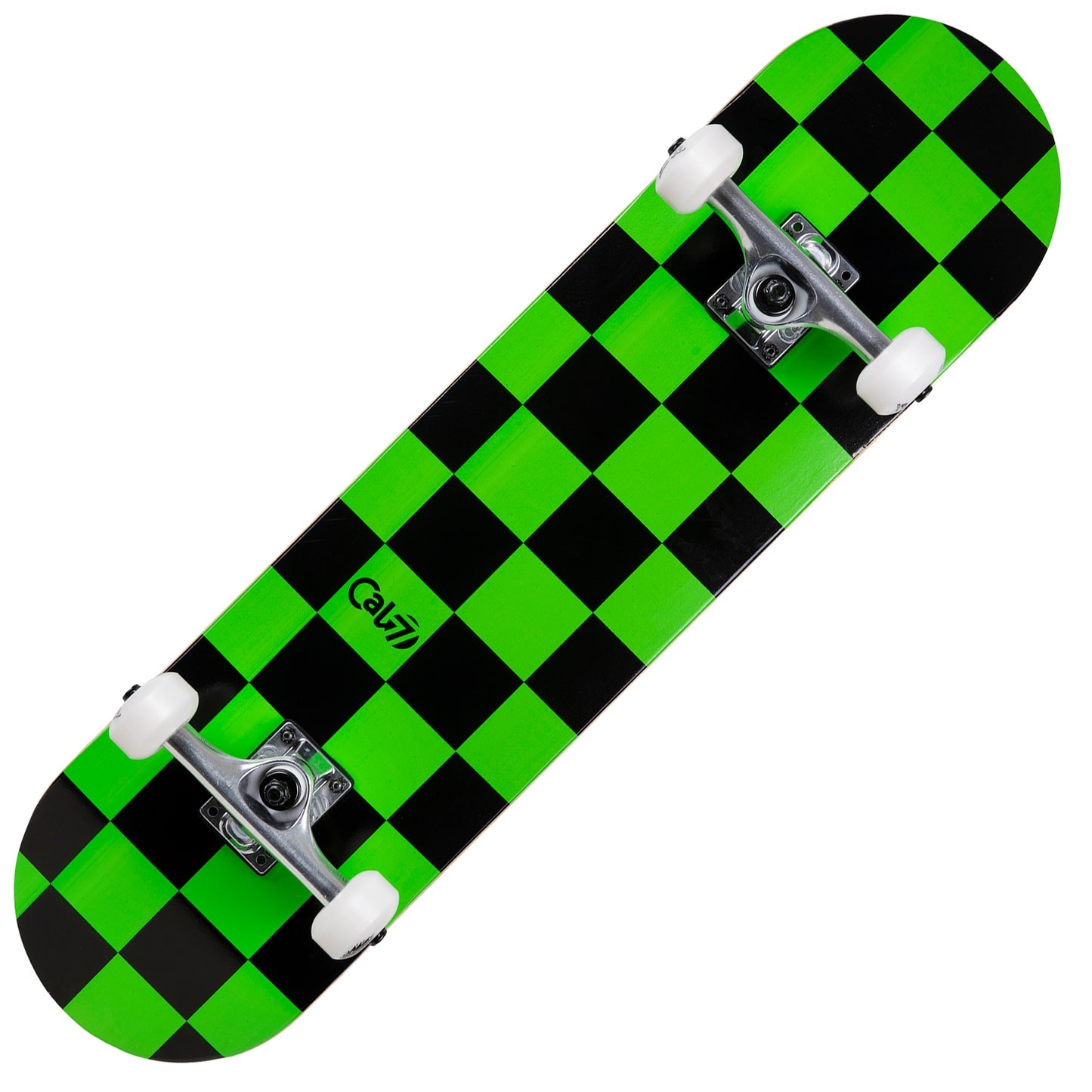 Cal 7 Complete 7.5/7.75/8-Inch Skateboard Optical with Lime Green and Black Check Design