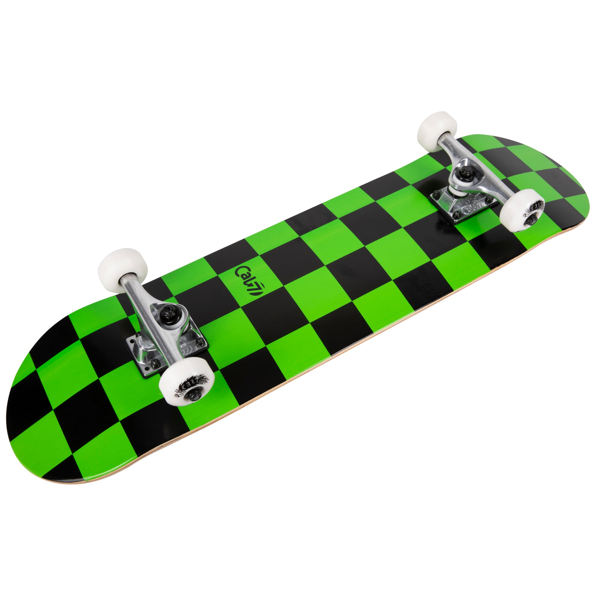 Cal 7 Complete 7.5/7.75/8-Inch Skateboard Optical with Lime Green and Black Check Design