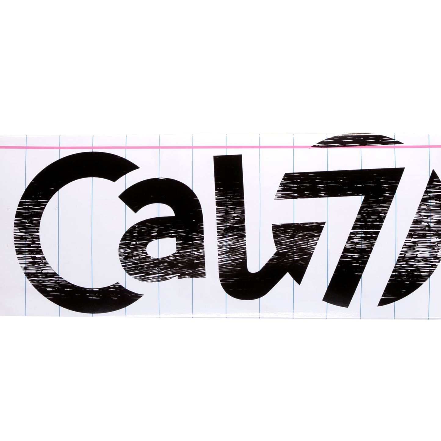 Cal 7 skateboard deck with lined paper sketch graphic