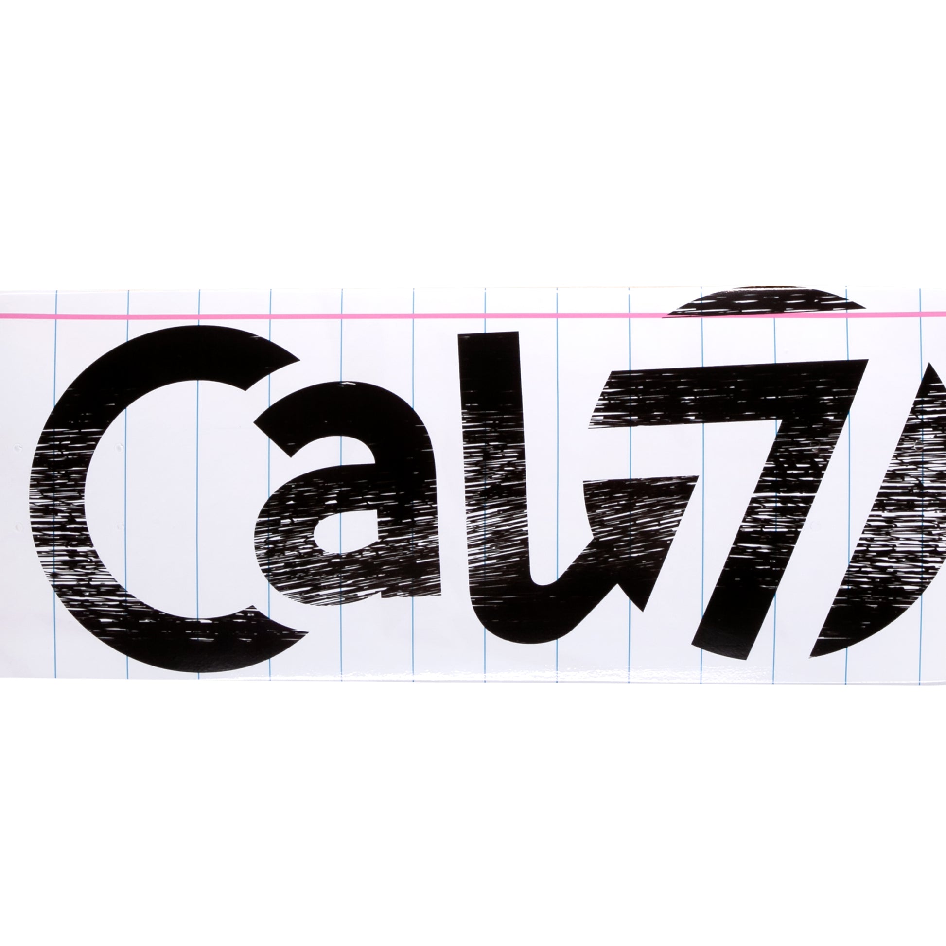 Cal 7 skateboard deck with lined paper sketch graphic