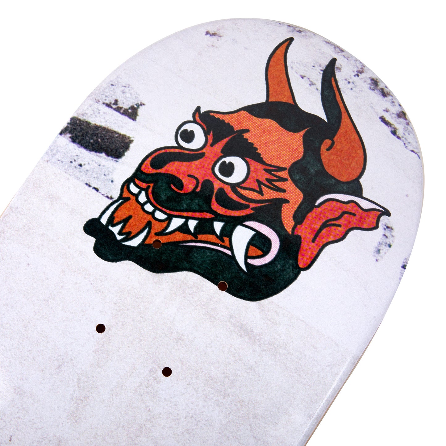 cold pressed cal 7 skateboard deck with bulldog and demon graphic