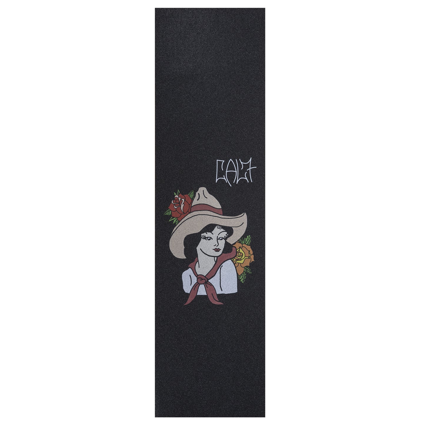 Cal 7 skateboard griptape with Cowgirl design