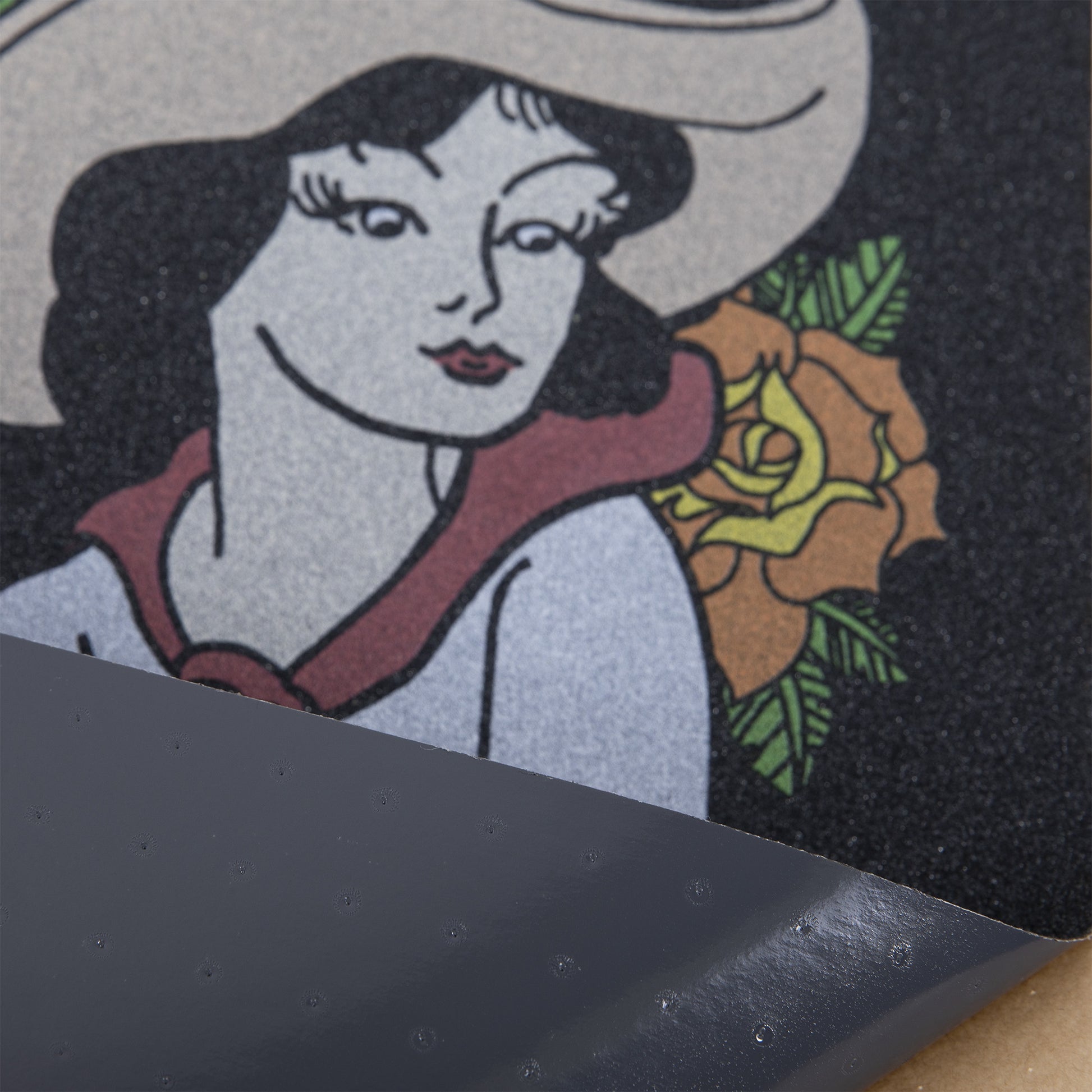 Cal 7 skateboard griptape with Cowgirl design