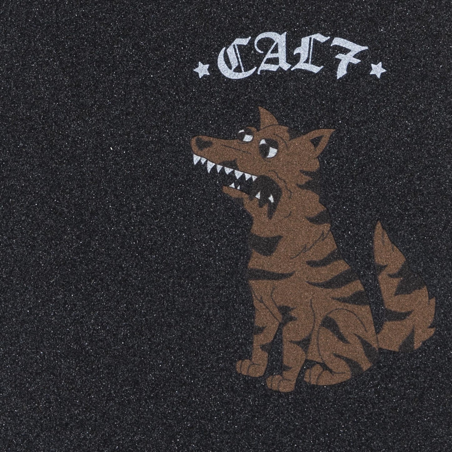 Cal 7 black skateboard griptape with dog design