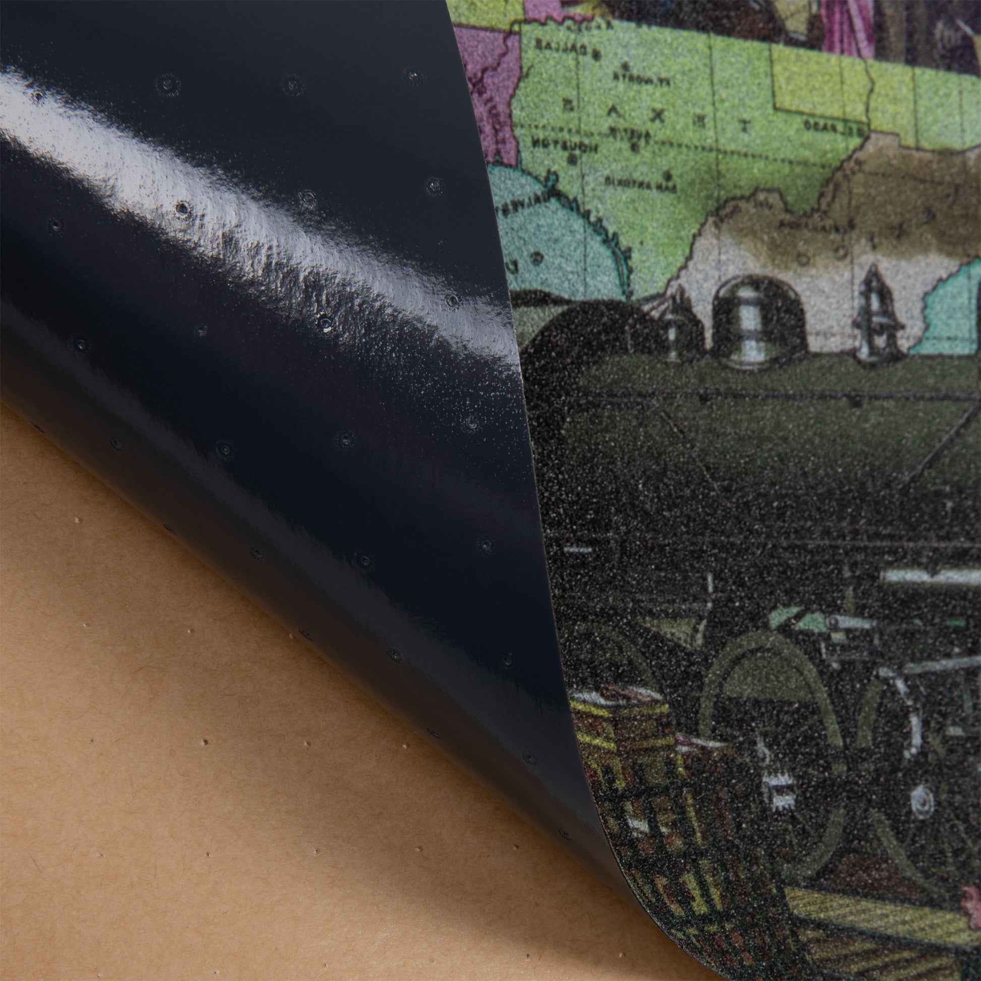 Cal 7 black skateboard griptape with old days design