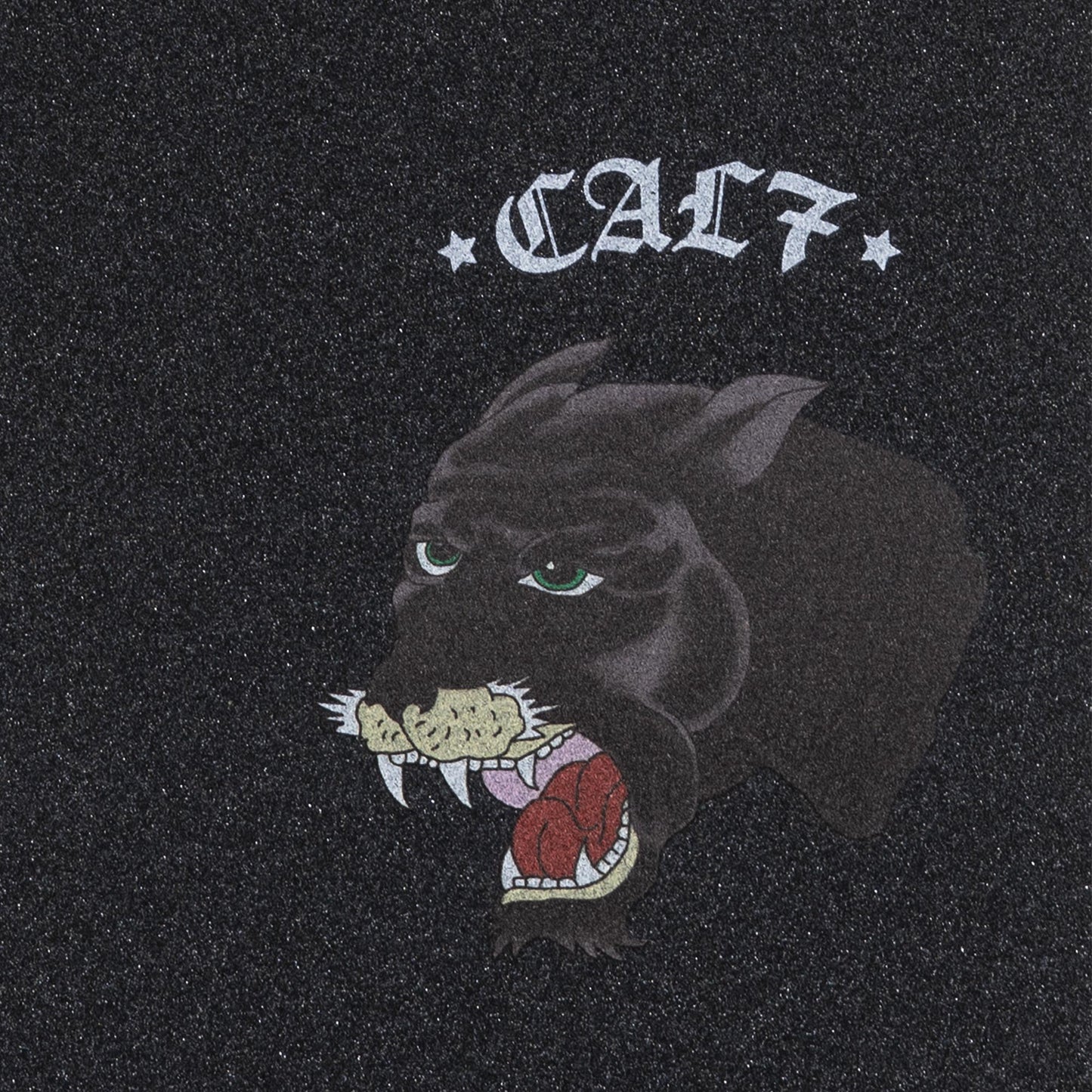 Cal 7 black skateboard griptape with panther design
