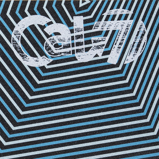 Cal 7 skateboard griptape with blue and white striped design