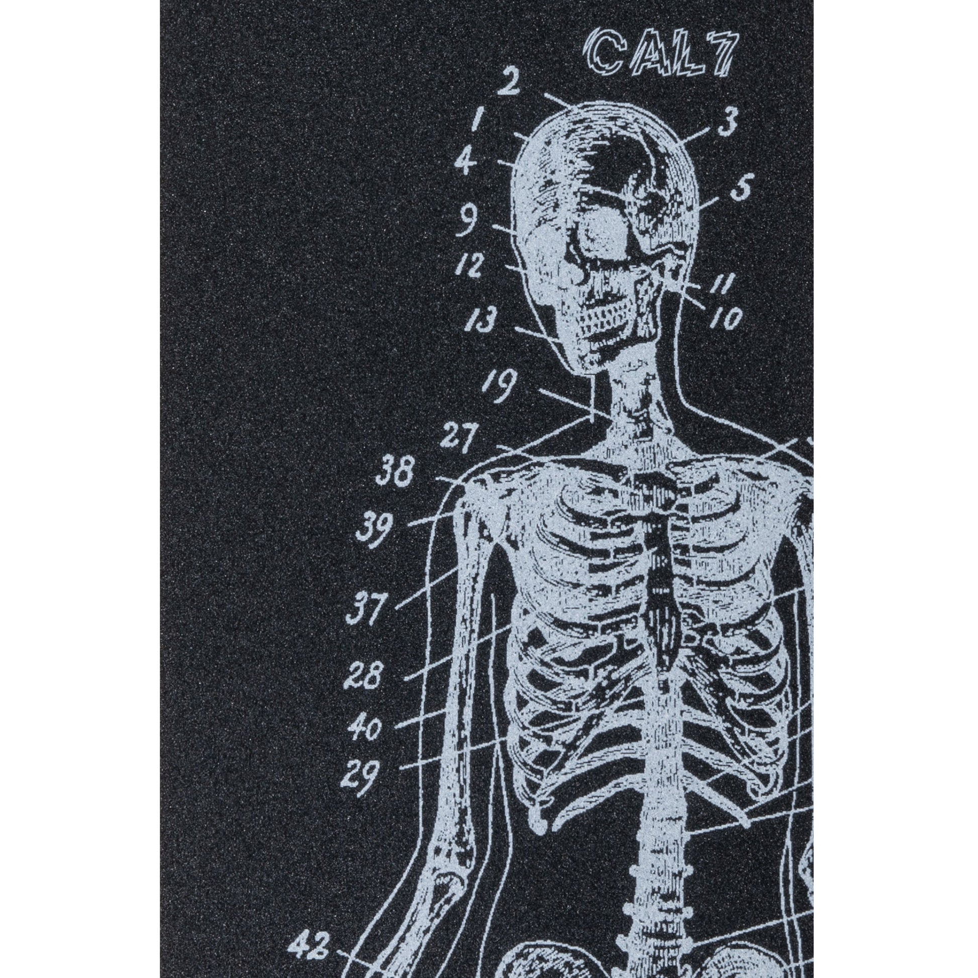 Cal 7 black skateboard griptape with skeleton design
