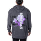 Cal 7 Get Real Oversized Hoodie Sweatshirt in Grey with Purple & Blue Floral Print 