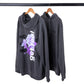 Cal 7 Get Real Oversized Hoodie Sweatshirt in Grey with Purple & Blue Floral Print 