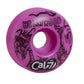 Cal 7 Frenzy 53mm 100A skateboard wheels with taco terror linear art design 